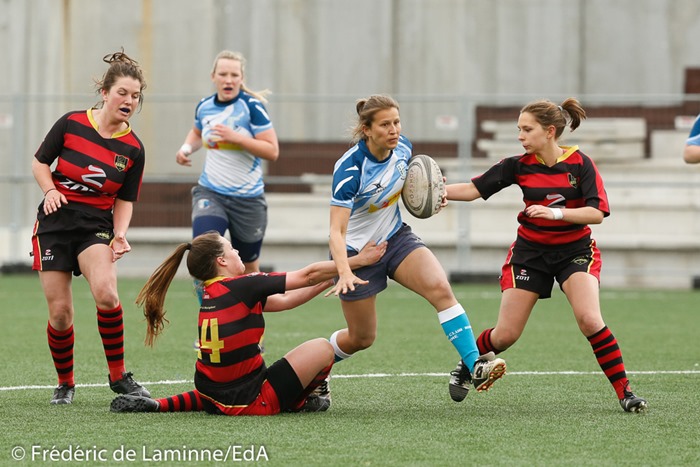 Match de Rugby IPNexia Plate finale dames : Namur – Hamme qui s'est déroulé à Neder-Over-Heembeek (Centre sportif) le 22/04/2017.